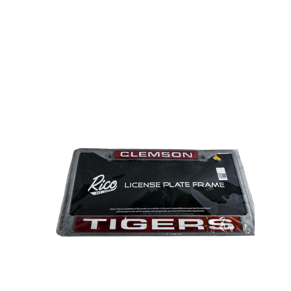 Rico Clemson Tigers License Plate Frame OS Black Chrome Metal NCAA Fan Gear